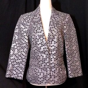 NWOT Peter Nygard Black, White, & Silver Metallic One Button Blazer Size 10